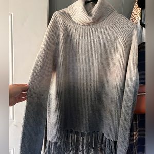 ENTRO Gray Ombre and Fringe Sweater